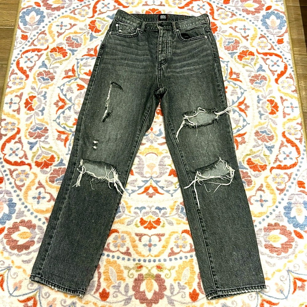 BDG Slim Straight Black Ripped Jeans - Size 26